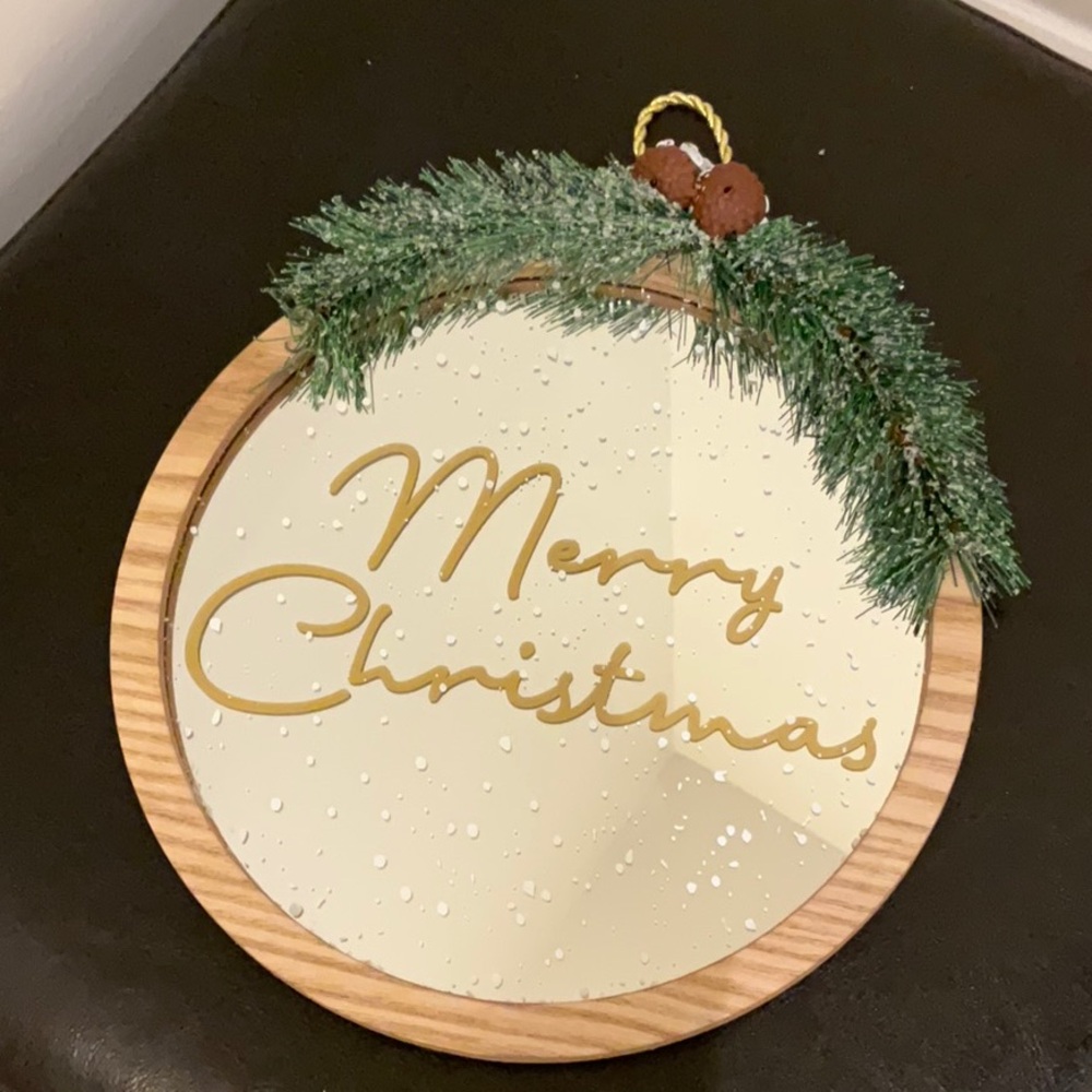 Gold and Green Holiday Decor Circular Ornament